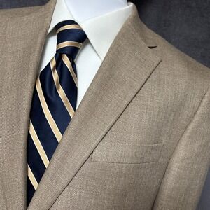 Lauren‎ Ralph Lauren Sport Coat 42L Tan Brown Linen Blazer Jacket Black Label